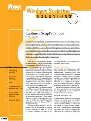 cover image of August 2002--Windows Scripting Solutions